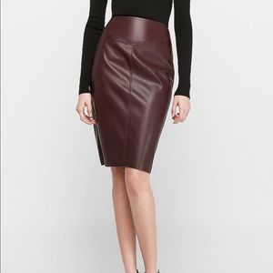NWOT Express Black Vegan Leather Pencil Skirt, size 0
